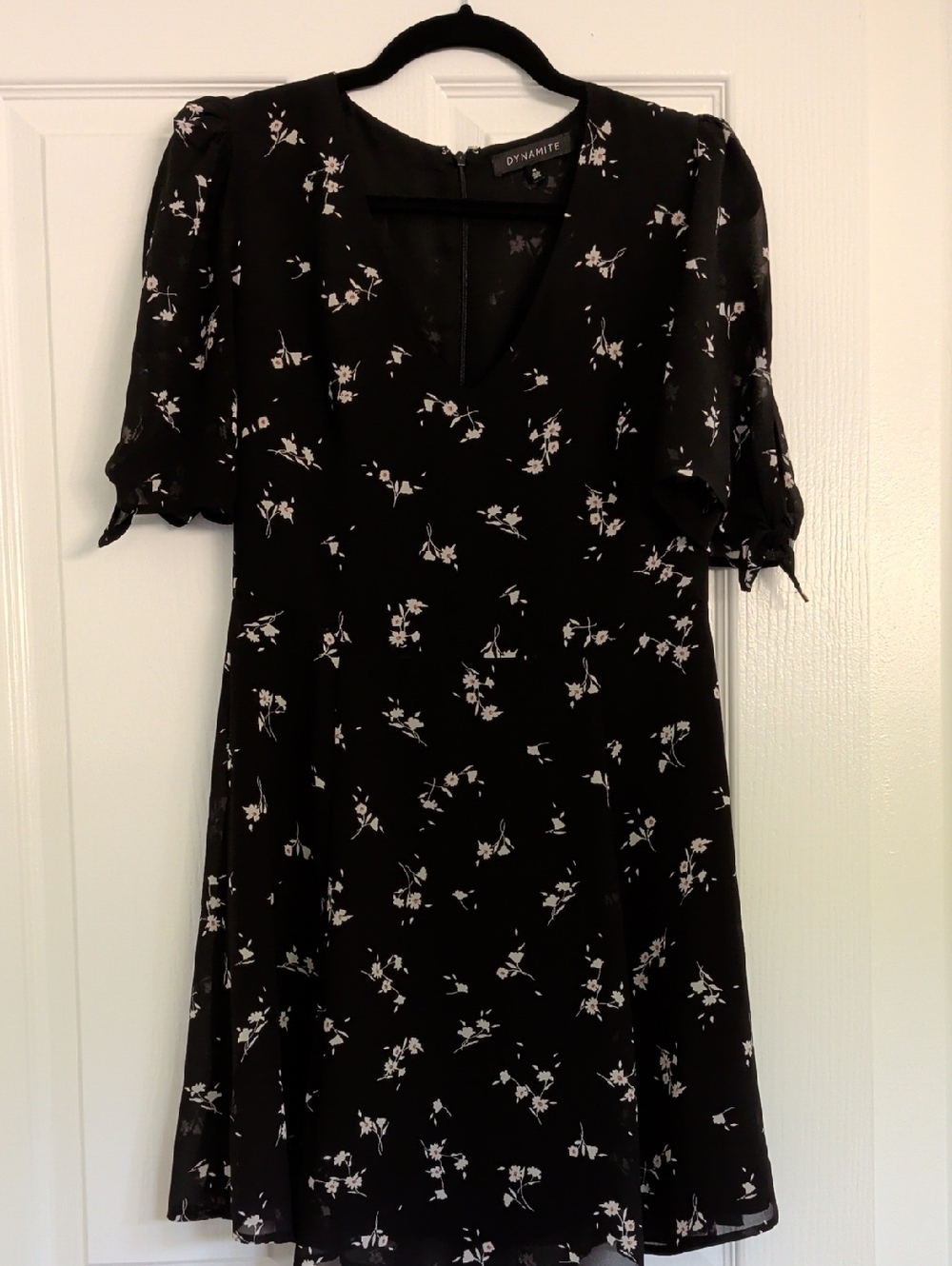 Dynamite Black Mini Dress with White Floral Print
